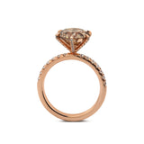 14K Rose Gold 2.4ct Round Briliant Cut Brown Lab Diamond Pave Ring