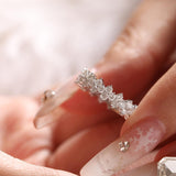 14K White Gold Round Lab Diamond Lace Shaped Wedding Ring