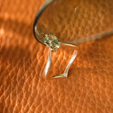 14K Yellow Gold Radiant Cut Green Lab Diamond Sylvan Crown Ring with a Hidden Round Diamond