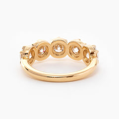 18K Yellow Gold 5 Stone Round Brilliant Cut Diamond Statement Ring