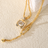 18K Yellow Gold 4ct Old Mine Cut Lab Diamond Flat-topped Stepped Pyramid Pendant Necklace