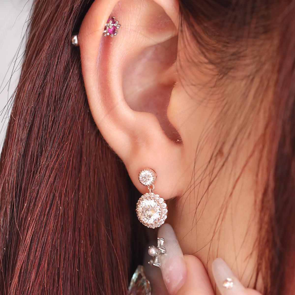 14K Rose Gold Nugget Earrings with Lab Diamond Halo Design
