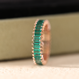 14K Rose Gold 3*1.5mm Baguette Cut Zambian Lab Emerald Eternity Ring