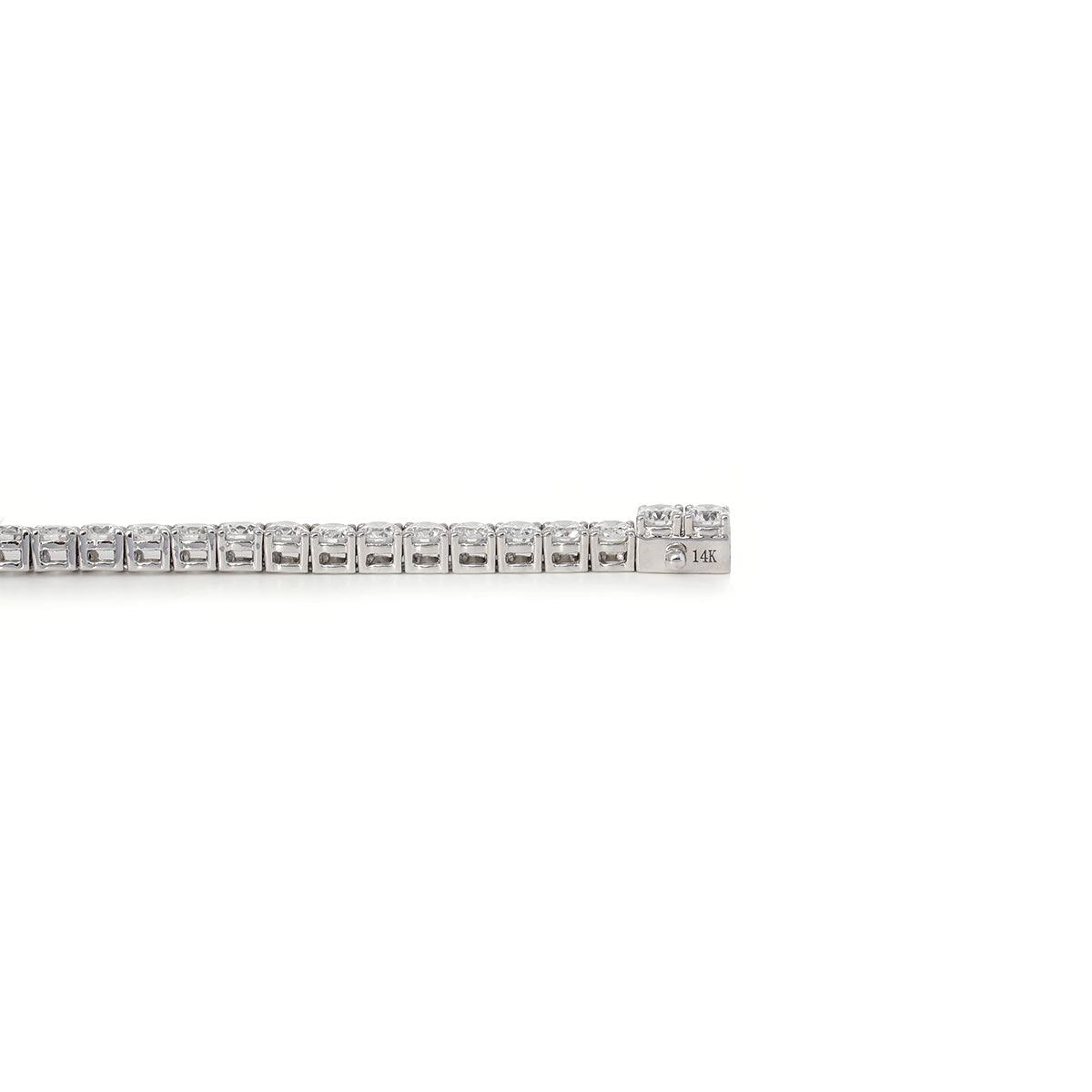 14K White Gold Round Cut Lab Diamond 4 Prong Basket Tennis Bracelet