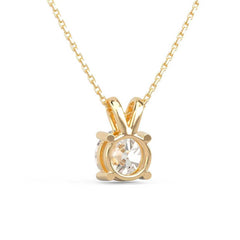 Round Lab Diamond 4 Prong Basket Necklace