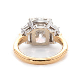 18K White Gold & Yellow Gold 4.5ct Old Mine Cut & Step cut Eldorado Lab Diamond Three Stone Ring