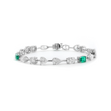 14K White Gold 10 ct tw 6 Shapes Lab Diamond & Lab Emerald Tennis Bracelet
