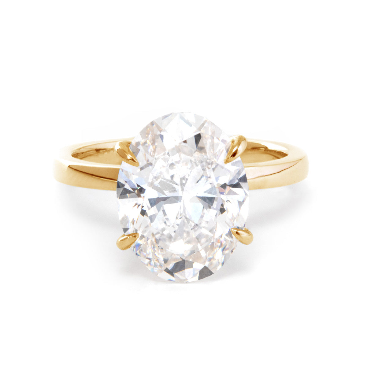 Platinum 6ct Oval Cut Lab Diamond Hidden Halo 4 Prongs Engagement Ring 14K Yellow Gold