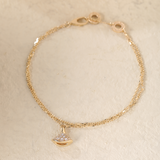 18K Yollow Gold Round Lab Diamond Skirt Pendant Necklace