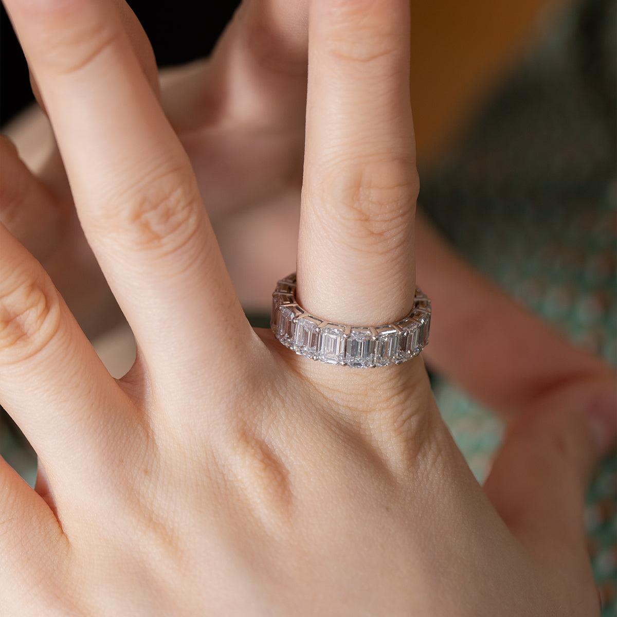 Platinum Emerald Cut Lab Diamond Eternity Ring