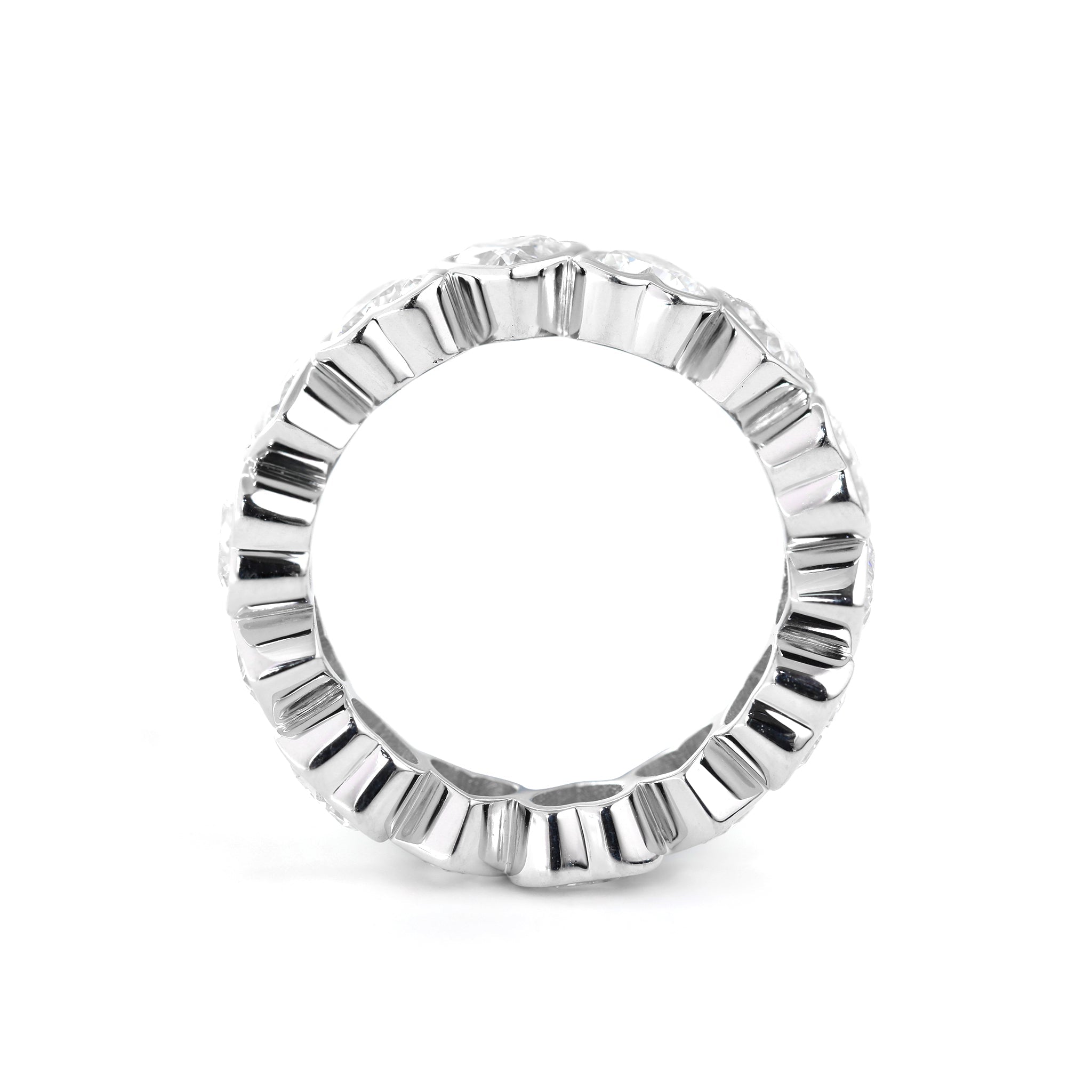 935 Silver 4*4mm Heart Lab Diamond Bezel - Set Full Eternity Ring (US4.5 Unresizable) - MMR