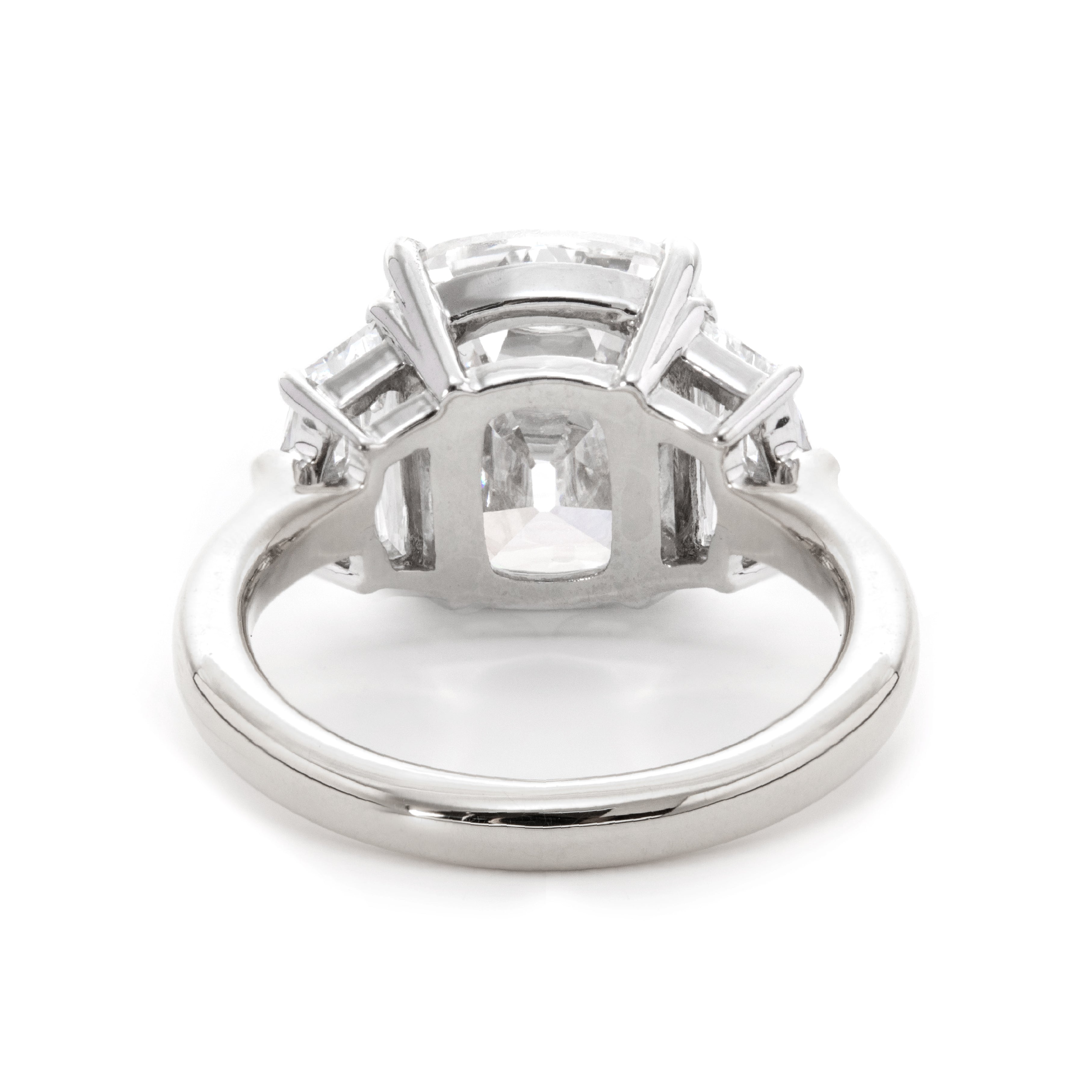 18K White Gold & Yellow Gold 4.5ct Old Mine Cut & Step cut Eldorado Lab Diamond Three Stone Ring 14K White Gold (All)