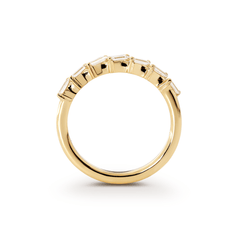 14K Yellow Gold Baguette Cut Lab Diamond 7 Stone Half Eternity Ring