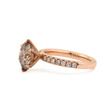 14K Rose Gold 2.4ct Round Briliant Cut Brown Lab Diamond Pave Ring