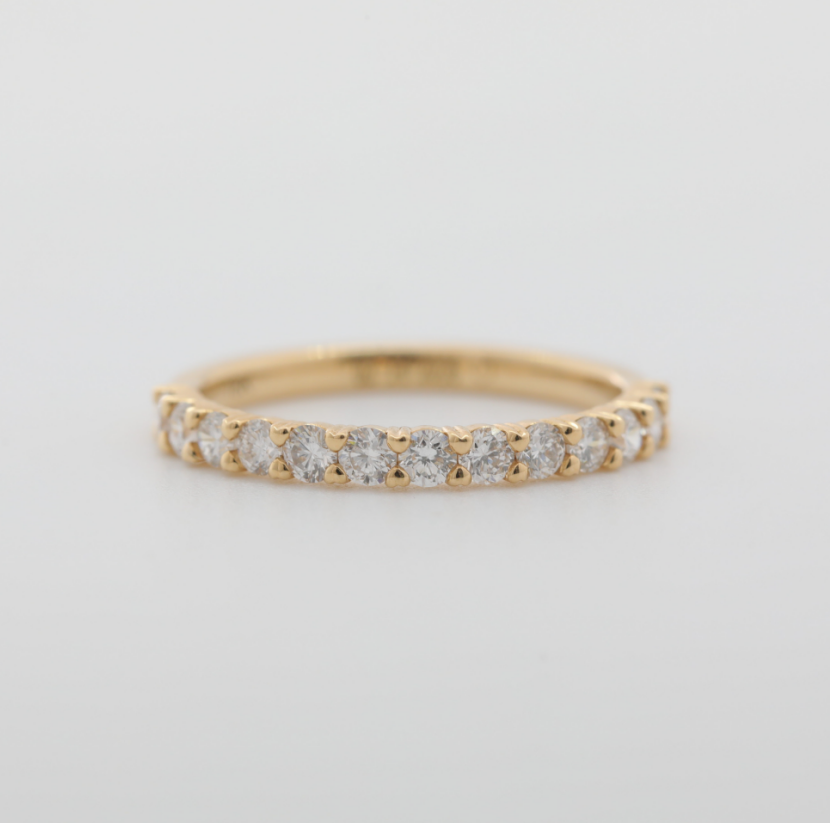 18K Yellow Gold Old European Cut Lab Diamond Half Eternity Ring