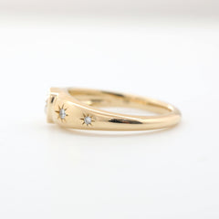 10K Yellow Gold Heart and Round Lab Diamond 5 stone Ring