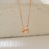 14K Rose Gold Round Lab Diamond Clover Pendant Necklace