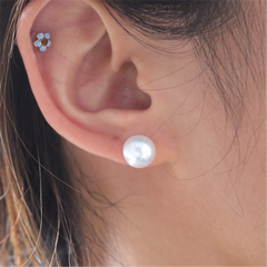 14K Yellow Gold 9.5mm Fresh Water Pearl Stud Earrings with Push Backs