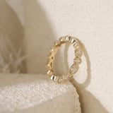 2mm Round and 4*2mm Marquise Cut Lab Diamond Millegrain Bezel Eternity Ring