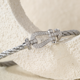 14K White Gold Round Lab Diamond Force Bracelet