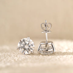 IGI Certified Round Brilliant Lab Diamond 3-Prong Basket Setting Studs--Fiorese Year End Sale