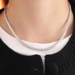 3.1 mm Round Brilliant Lab Diamond 4-prong Basket Tennis Necklace--Fiorese Day