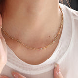 14K Yellow Gold Round Lab Diamond Cross Squashed Chain Station Necklace