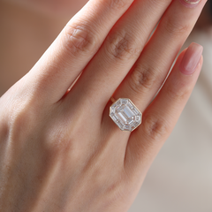 14K Yellow Gold 2.36CT Emerald-Cut Lab Diamond East-West Design Ring with Tapered Baguette Cut Halo