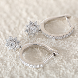 Platinum Round Lab Diamond Floral Hoop Earrings