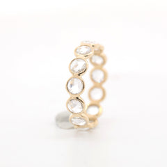 14K Yellow Gold 3.5mm Rose Cut Lab Diamond Bezel Eternity Ring