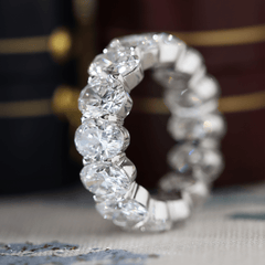 7*5mm Oval Cut Lab Diamond Shared Prong Setting Eternity Ring