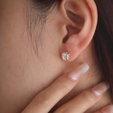 14K Yellow Gold 2 ct tw Old Mine Cut Lab Diamond 8 Claw Crown Basket Stud Earrings