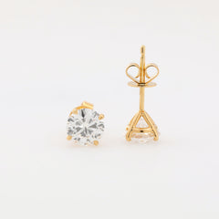 18K Yellow Gold 1.5ct tw Round Cut Lab Diamond Stud Earrings