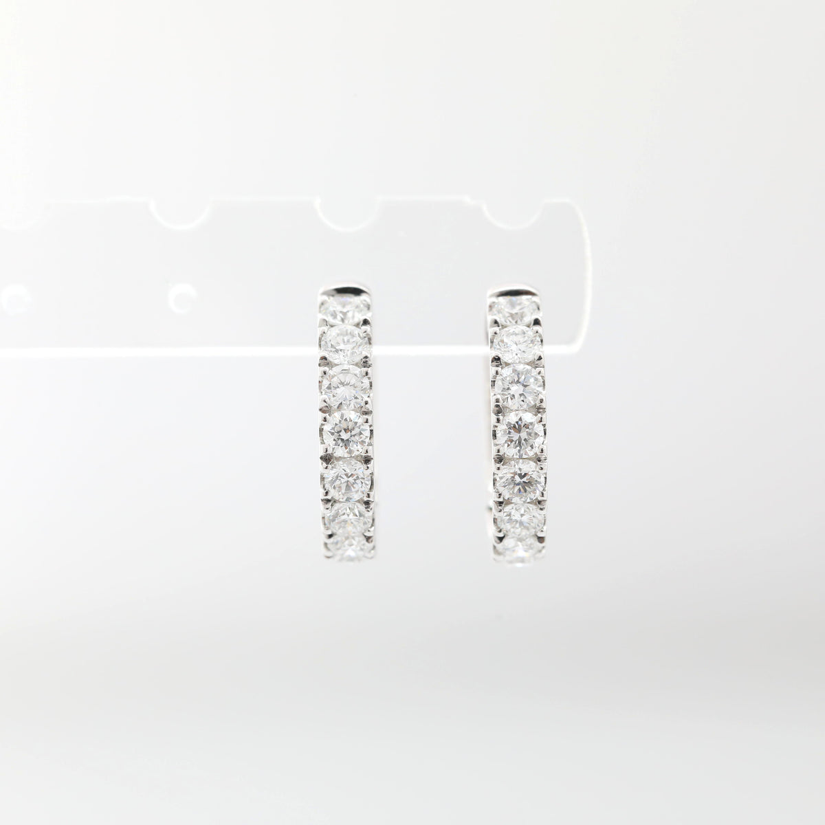 18K White Gold 2.6mm Round Lab Diamond Bezel 9 Stone Earrings
