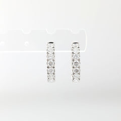 18K White Gold 2.6mm Round Lab Diamond Bezel 9 Stone Earrings
