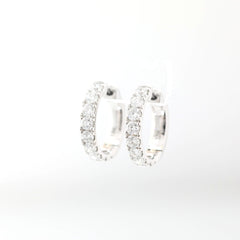 18K White Gold 2.6mm Round Lab Diamond Bezel 9 Stone Earrings