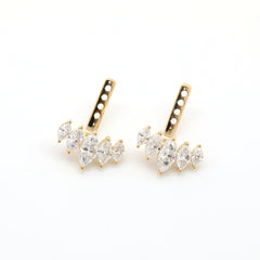 10K Yellow Gold Marquise Lab Diamond 5 Stone Ear Jackets
