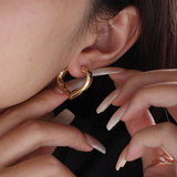 14K Yellow Gold Heart Shaped Huggie Earrings