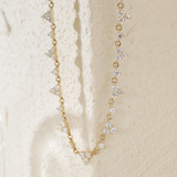 14K Yellow Gold Round Lab Diamond Triangle Choker Necklace