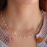 14K Yellow Gold Round Lab Diamond Triangle Choker Necklace