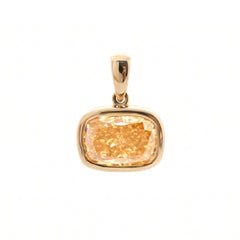 14K Yellow Gold 3.13CT Yellow Cushion Cut Diamond Bezel Set Pendant
