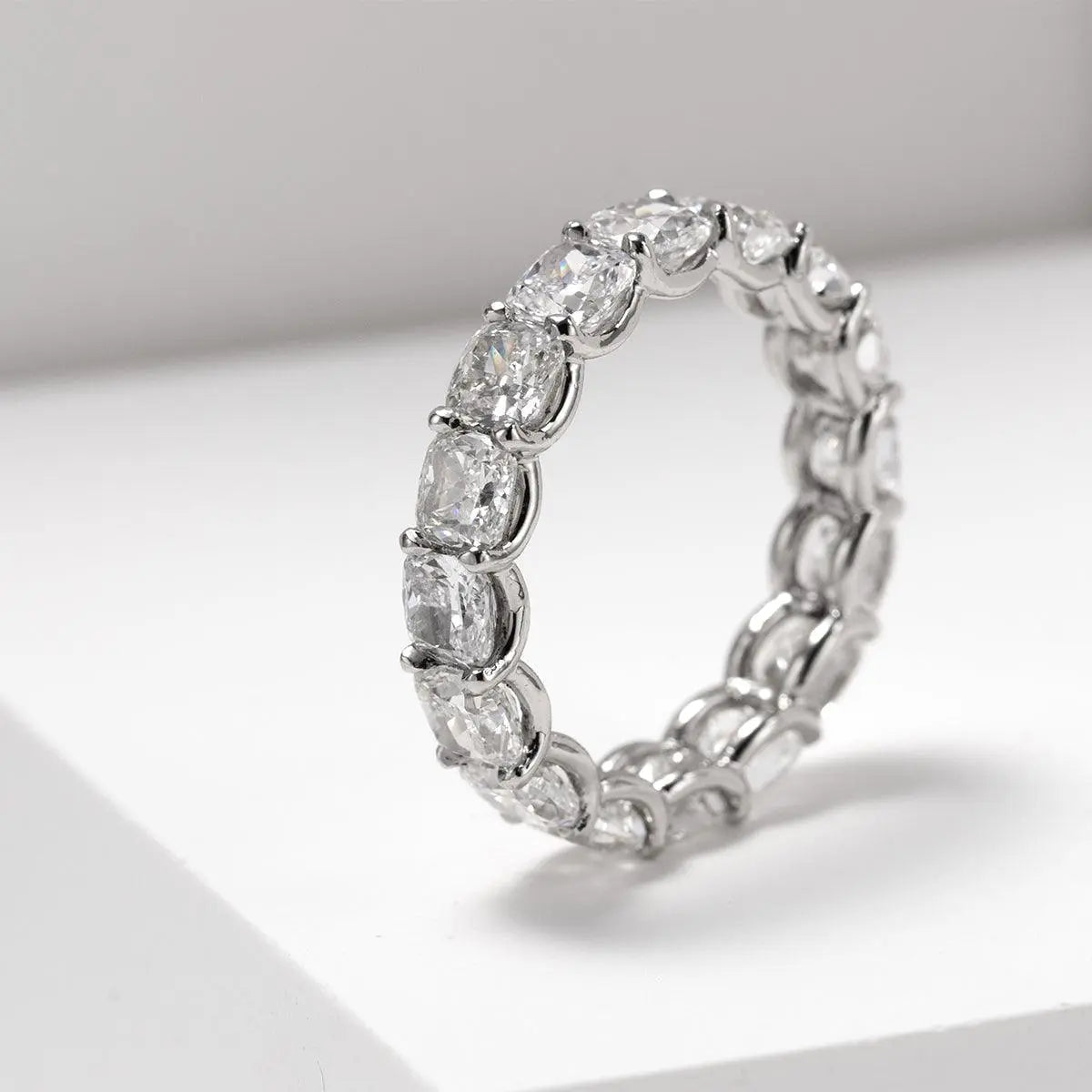 Platinum Cushion Cut Lab Diamond Eternity Ring