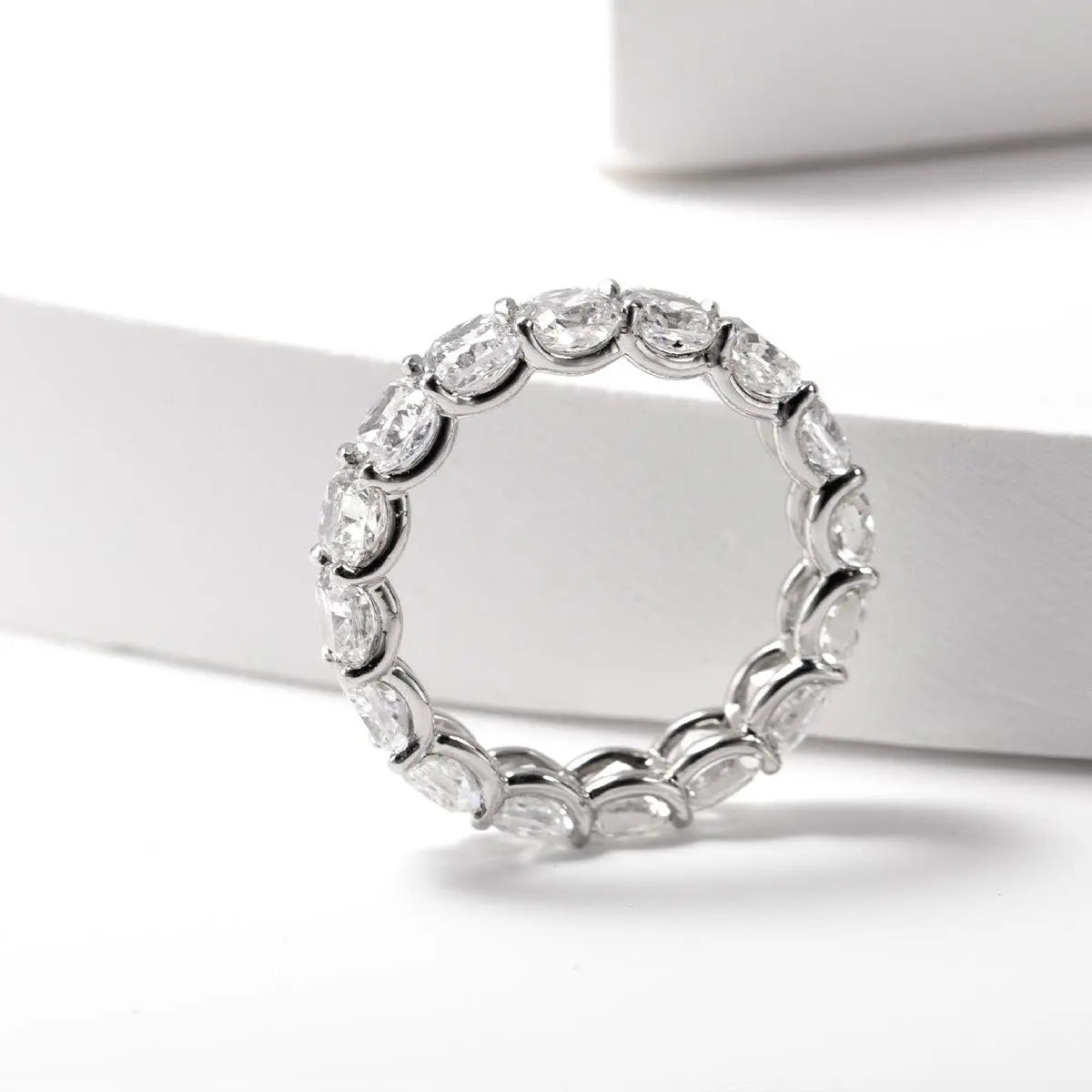 Platinum Cushion Cut Lab Diamond Eternity Ring