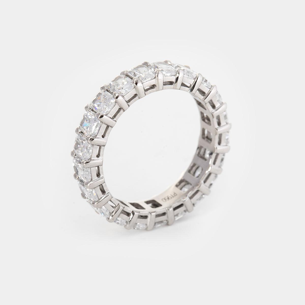 Platinum Radiant Cut Lab Diamond Eternity Wedding Band
