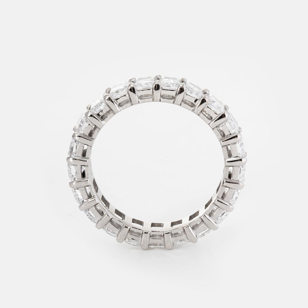 Platinum Radiant Cut Lab Diamond Eternity Wedding Band