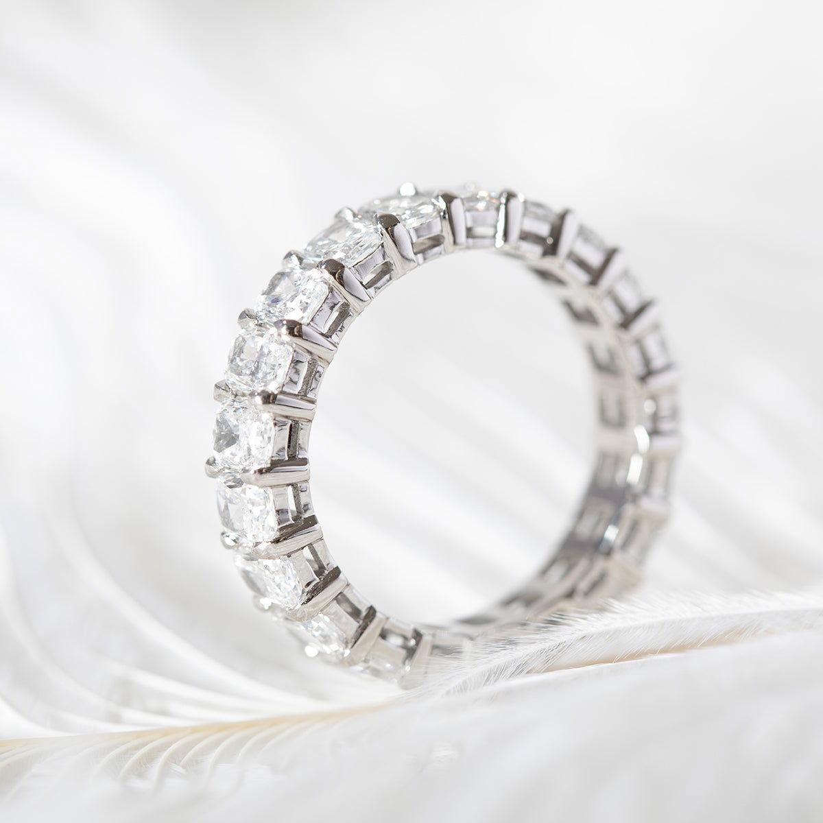 Platinum Radiant Cut Lab Diamond Eternity Wedding Band