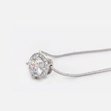 Platinum Round Brilliant Cut Lab Diamond Halo Setting Necklace