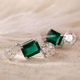 Platinum Lab Zambian Emerald and Diamond Stud Earrings Inspired by a 7 Carat Diamond Ring