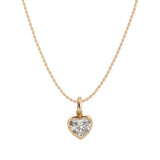 Cherished Moments 14K Yellow Gold Necklace with 2 ct Heart Shaped Lab Diamond Pendant in Bezel Setting
