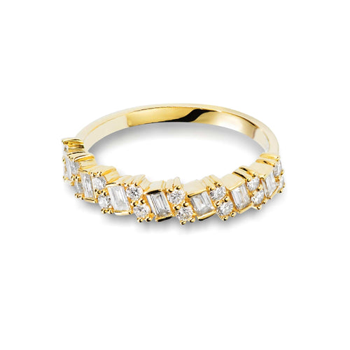 Alternating Baguette Cut and Round Diamond Eternity Band